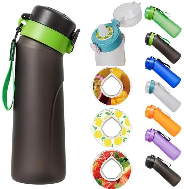 Main image of Alpha Fit PRO Air Up Compatible Water Bottle - 750ml Premium Matte with Portable Pods Case, BPA-Free, Extra Durable & Leak-Proof (Includes 3 Flavor Pods) Green Black
