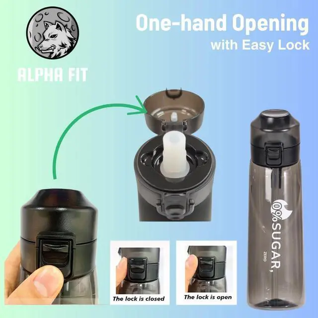 Alt view image 5 of 7 - Alpha Fit Air Up Compatible Flavored Water Bottle with 3 Flavor Pods - 22oz/650ml BPA-Free, Leak-Proof Reusable Bottle for School, Kids & Teens