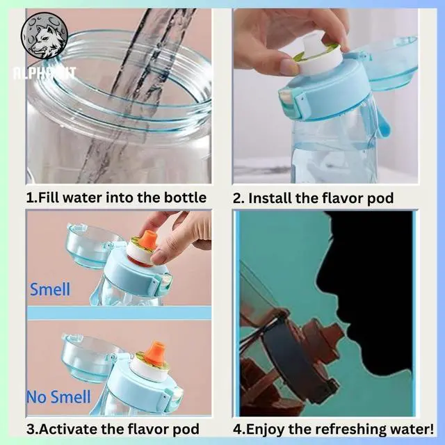 Alt view image 3 of 7 - Alpha Fit Air Up Compatible Flavored Water Bottle with 3 Flavor Pods - 22oz/650ml BPA-Free, Leak-Proof Reusable Bottle for School, Kids & Teens