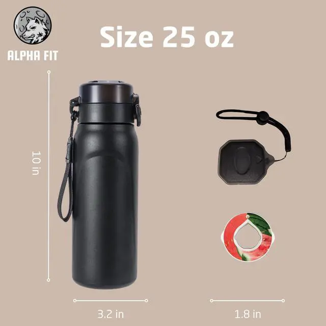 Alt view image 5 of 7 - Alpha Fit Stainless Steel Insulated Water Bottle - 750ml/25oz, 12-Hour Hot/Cold Retention, Air Up Compatible with 5 Flavor Pods & Portable Case, BPA-Free & Leak-Proof