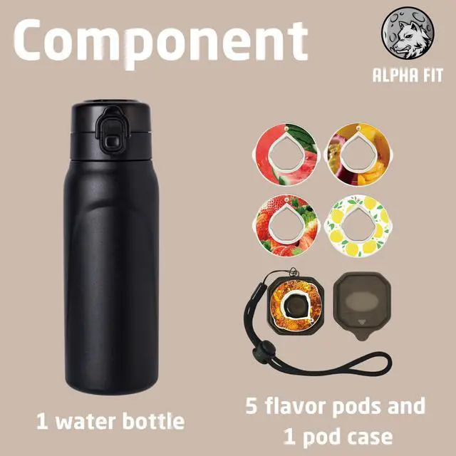 Alt view image 2 of 7 - Alpha Fit Stainless Steel Insulated Water Bottle - 750ml/25oz, 12-Hour Hot/Cold Retention, Air Up Compatible with 5 Flavor Pods & Portable Case, BPA-Free & Leak-Proof