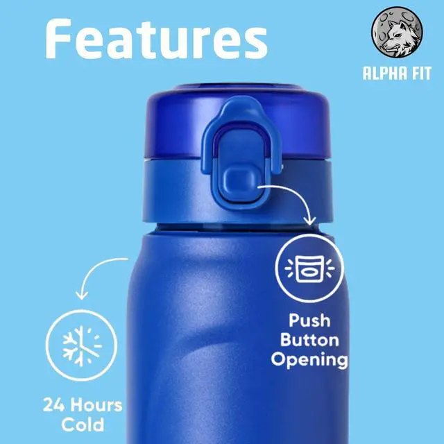 Alt view image 3 of 7 - Alpha Fit Stainless Steel Insulated Water Bottle - 750ml/25oz, 12-Hour Hot/Cold Retention, Air Up Compatible with 5 Flavor Pods & Portable Case, BPA-Free & Leak-Proof Panasonic Blue