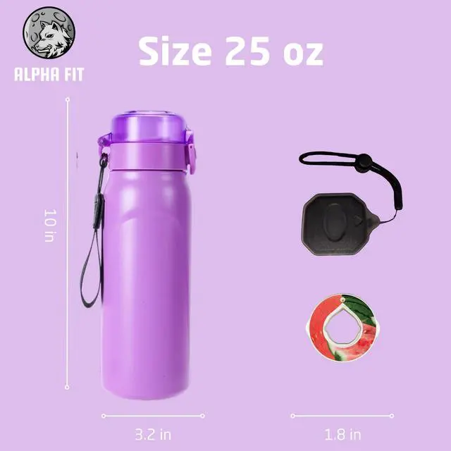 Alt view image 3 of 7 - Alpha Fit Stainless Steel Insulated Water Bottle - 750ml/25oz, 12-Hour Hot/Cold Retention, Air Up Compatible with 5 Flavor Pods & Portable Case, BPA-Free & Leak-Proof Bright Lavender