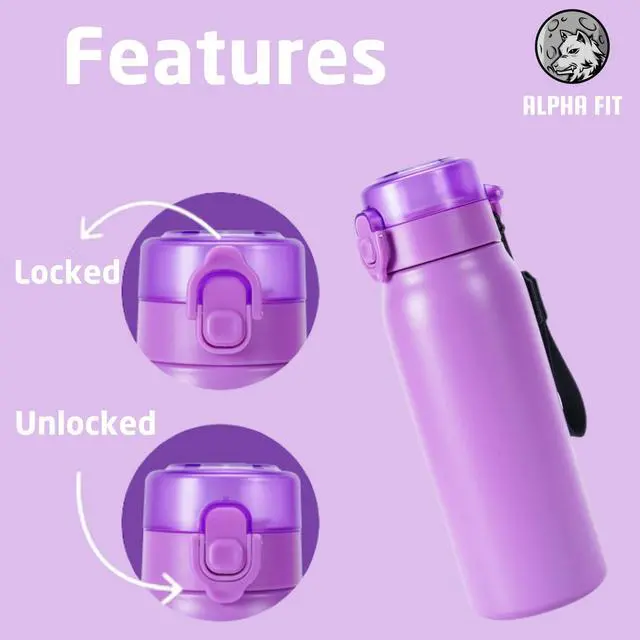 Alt view image 4 of 7 - Alpha Fit Stainless Steel Insulated Water Bottle - 750ml/25oz, 12-Hour Hot/Cold Retention, Air Up Compatible with 5 Flavor Pods & Portable Case, BPA-Free & Leak-Proof Bright Lavender