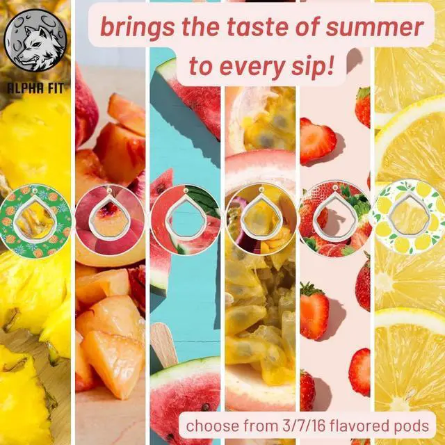 Alt view image 2 of 7 - Alpha Fit Flavor Pods Pack | Variety Pods Compatible with Air Up & Alpha Fit Water Bottles | Zero Sugar, Zero Calories | Fruit Flavors: Cola, Watermelon, Peach & More 7-Pack Variety