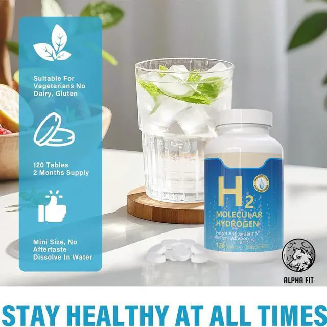 Alt view image 7 of 7 - Alpha Fit Hydrogen Water Tablets with Magnesium, 120 Count - 12ppm H2 Molecular Supplement for Brain Health, Cognitive Function & Cellular Energy Boost, Antioxidant Support, Non-GMO, Gluten-Free