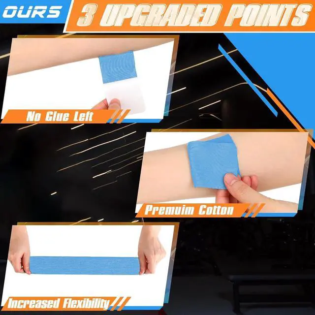 Alt view image 6 of 6 - Alpha Fit 20-Count Pre-Cut Kinesiology Tape for Shoulder | Waterproof & Breathable Sports Tape for Muscle Pain Relief & Support | Enhanced Elasticity, Latex-Free Blue