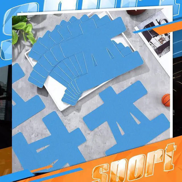 Alt view image 2 of 6 - Alpha Fit 20-Count Pre-Cut Kinesiology Tape for Shoulder | Waterproof & Breathable Sports Tape for Muscle Pain Relief & Support | Enhanced Elasticity, Latex-Free Blue