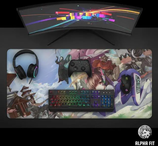 Alt view image 5 of 5 - Alpha Fit Anime Gaming Mouse Pad (31.5" x 11.8") - Anime Pilot Team Battle - Large Mouse Pad Extended - Extra Large Gaming Mouse Pads Japanese Temple Style 21