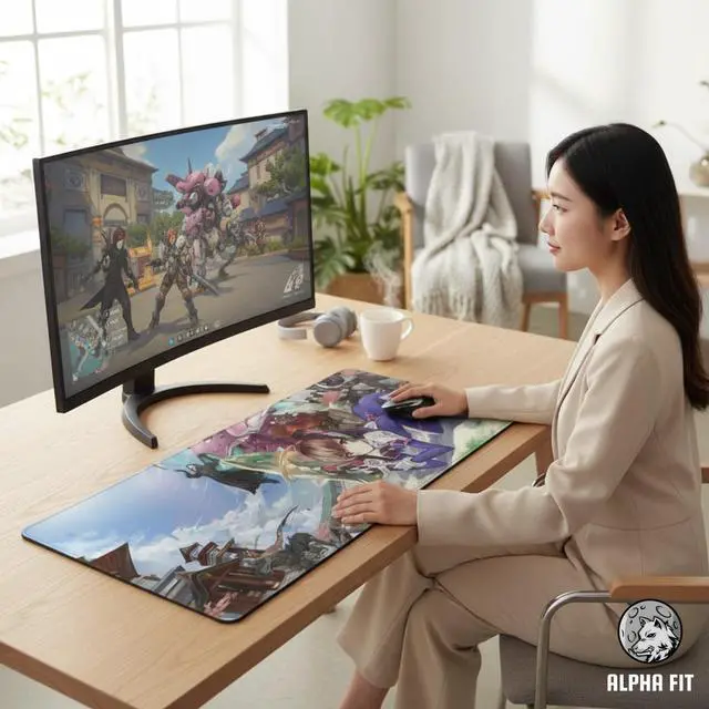 Alt view image 4 of 5 - Alpha Fit Anime Gaming Mouse Pad (31.5" x 11.8") - Anime Pilot Team Battle - Large Mouse Pad Extended - Extra Large Gaming Mouse Pads Japanese Temple Style 21