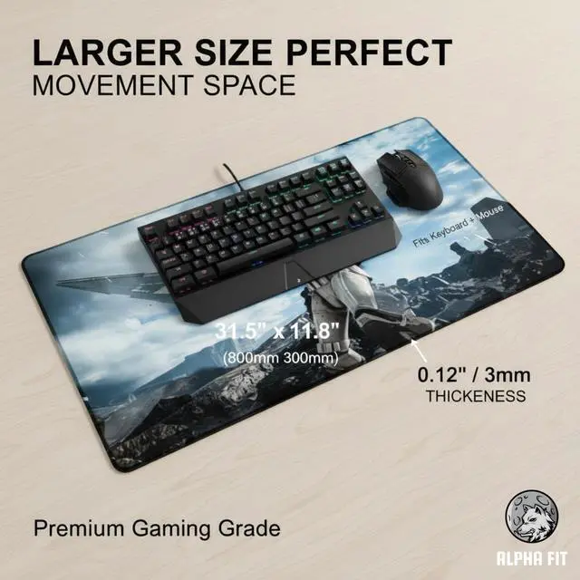 Alt view image 2 of 7 - Alpha Fit Star Wars Mouse Pad XXL, XL Gaming Desk Mat 31.5"x11.8" Large Extended Mousepad with Non-Slip Base | Multiple Star Wars Designs 34