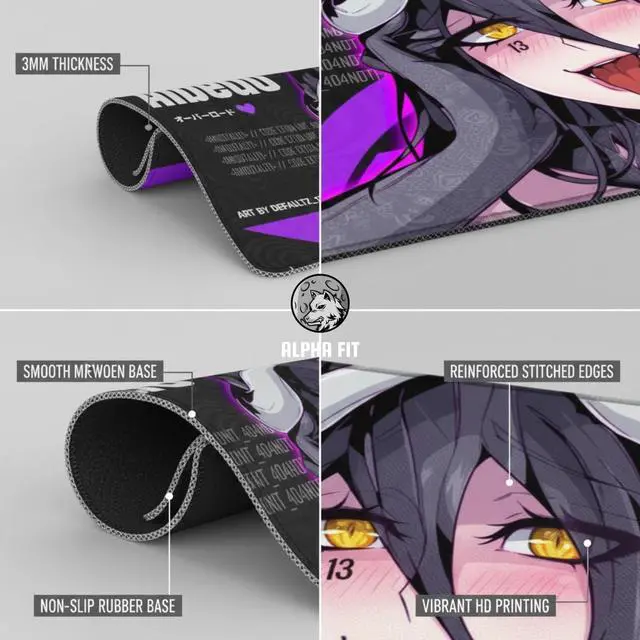 Alt view image 2 of 7 - Alpha Fit Anime Gaming Mouse Pad XXL (35.4" x 15.7") - Dark Fantasy Succubus Girl - Large Mouse Pad Extended - Extra Large Gaming Mouse Pads Purple Waifu Style - 02