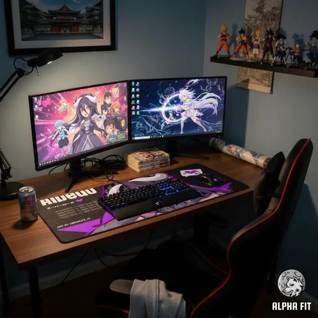 Alt view image 4 of 7 - Alpha Fit Anime Gaming Mouse Pad XXL (35.4" x 15.7") - Dark Fantasy Succubus Girl - Large Mouse Pad Extended - Extra Large Gaming Mouse Pads Purple Waifu Style - 02