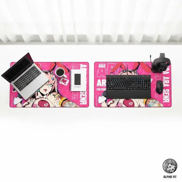 Alt view image 7 of 7 - Alpha Fit Anime Gaming Mouse Pad XXL (35.4" x 15.7") - Pink Bunny Girl Waifu - Large Mouse Pad Extended - Extra Large Gaming Mouse Pads Ara Ara Senpai Style - 04
