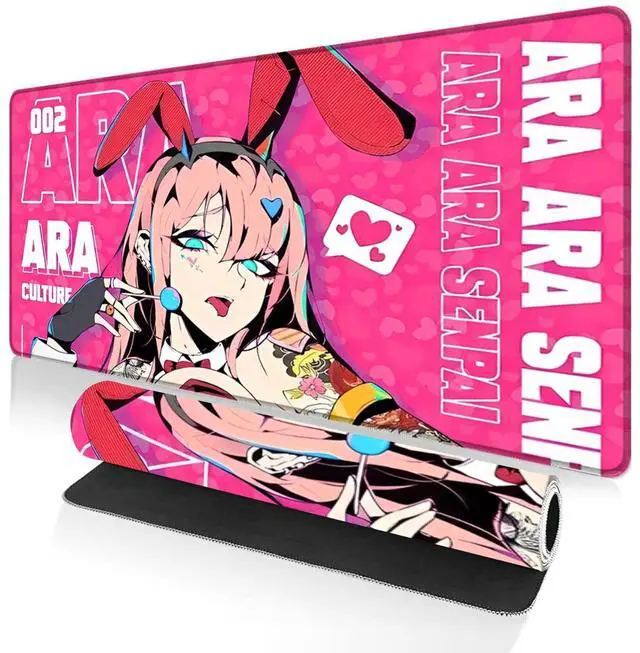 Main image of Alpha Fit Anime Gaming Mouse Pad XXL (35.4" x 15.7") - Pink Bunny Girl Waifu - Large Mouse Pad Extended - Extra Large Gaming Mouse Pads Ara Ara Senpai Style - 04