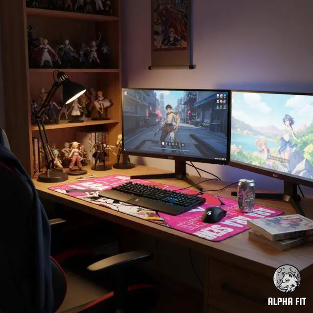 Alt view image 6 of 7 - Alpha Fit Anime Gaming Mouse Pad XXL (35.4" x 15.7") - Pink Bunny Girl Waifu - Large Mouse Pad Extended - Extra Large Gaming Mouse Pads Ara Ara Senpai Style - 04