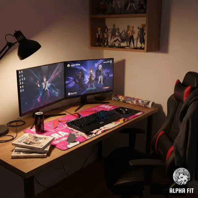 Alt view image 5 of 7 - Alpha Fit Anime Gaming Mouse Pad XXL (35.4" x 15.7") - Pink Bunny Girl Waifu - Large Mouse Pad Extended - Extra Large Gaming Mouse Pads Ara Ara Senpai Style - 04
