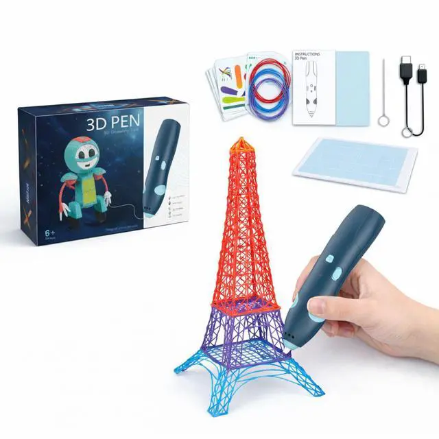 Wireless 3D Printing Pen for Kids, Low Temperature Safe 3D Pen with PCL Filament Refills, Rechargeable STEM Educational Art Toy, Creative Arts and Crafts Birthday Gift for Boys and Girls