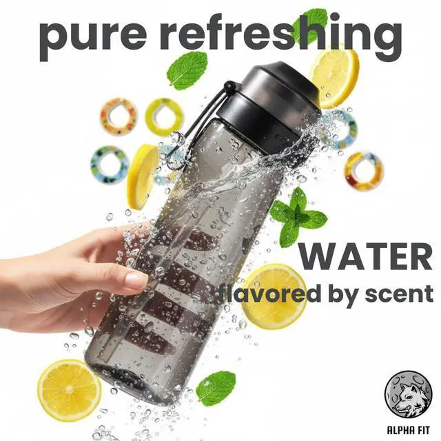 Alt view image 6 of 6 - Alpha Fit Air Up Compatible Flavored Water Bottle with 3 Flavor Pods - 22oz/650ml BPA-Free, Leak-Proof Reusable Bottle for School, Kids & Teens