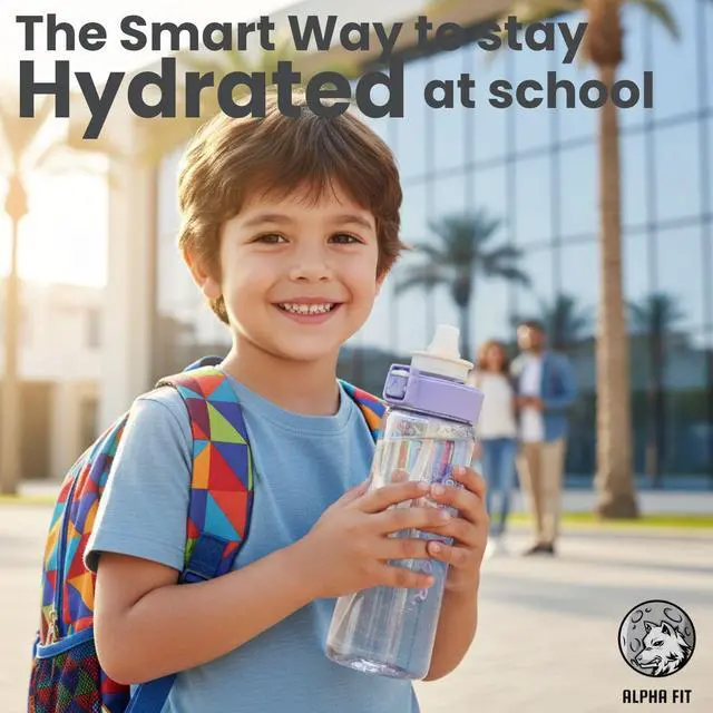 Alt view image 2 of 7 - Alpha Fit 22oz Flavored Water Bottle with 3 Flavor Pods - BPA-Free, Leak-Proof Reusable Bottle for School, Kids & Teens Violet Purple