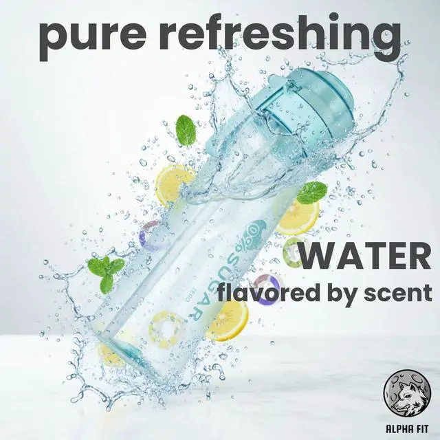 Alt view image 6 of 7 - Alpha Fit 22oz Flavored Water Bottle with 3 Flavor Pods - BPA-Free, Leak-Proof Reusable Bottle for School, Kids & Teens Sporty Blue