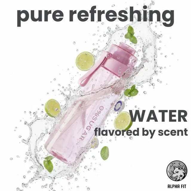Alt view image 7 of 7 - Alpha Fit 22oz Flavored Water Bottle with 3 Flavor Pods - BPA-Free, Leak-Proof Reusable Bottle for School, Kids & Teens Bubblegum Pink