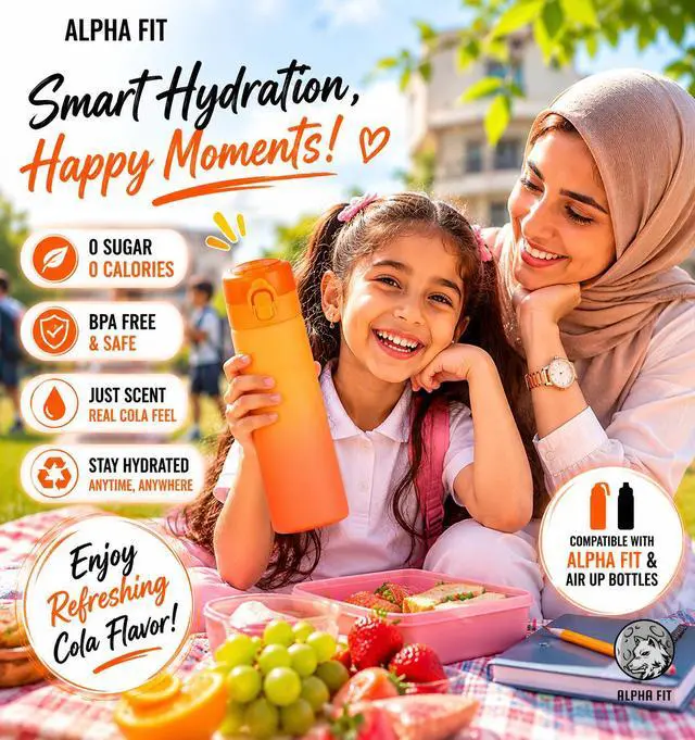 Alt view image 2 of 7 - Alpha Fit PRO Air Up Compatible Flavored Water Bottle - 25oz /750ml Premium Matte with Portable Pods Case, BPA-Free & Leak-Proof (Includes 3 Flavor Pods)