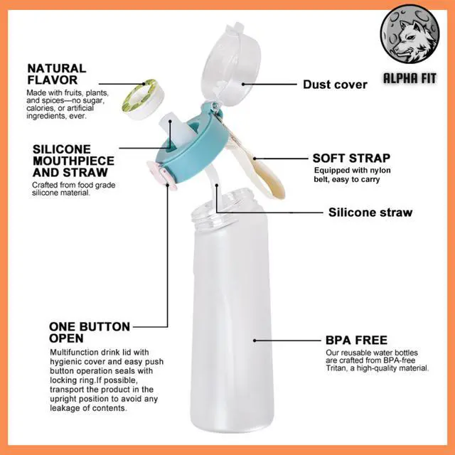 Alt view image 7 of 7 - Alpha Fit PRO Air Up Compatible Flavored Water Bottle - 25oz /750ml Premium Matte with Portable Pods Case, BPA-Free & Leak-Proof (Includes 3 Flavor Pods)
