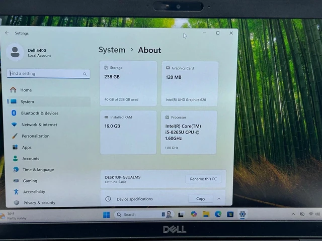 Alt view image 2 of 4 - Dell Latitude 5400 14" Full HD Laptop Intel Core i5-8265U 1.60GHz 16 GB RAM 256 GB SSD Intel UHD Graphics 620 Windows 11 Pro