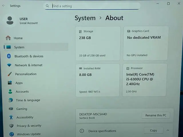 Alt view image 2 of 7 - Microsoft Surface Book 13.5" Touchscreen Laptop Intel Core i5-6300U 2.40GHz 8GB RAM 256GB SSD Windows 11 Pro
