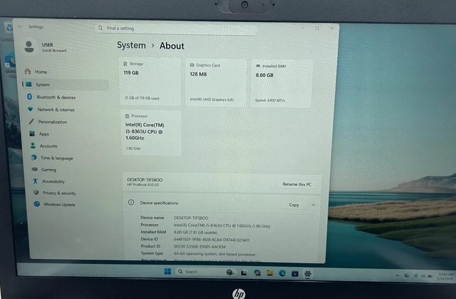 Alt view image 2 of 5 - HP ProBook 650 G5 15.6" Full HD Laptop Intel Core i5-8265U 1.60GHz 8 GB RAM 128 GB SSD Intel UHD Graphics 620 Windows 11 Pro