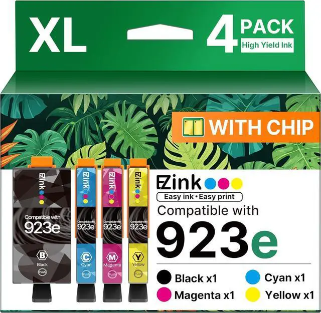 Main image of E-Z Ink 923XL 923e 923 Ink cartridges Replacement for hp 923xl Ink cartridges Combo Pack for hp officejet pro 8130e 8125e 8135e 8138e 8139e 8122e Printers(4 Pack Black and Color Combo Pack with Chip)