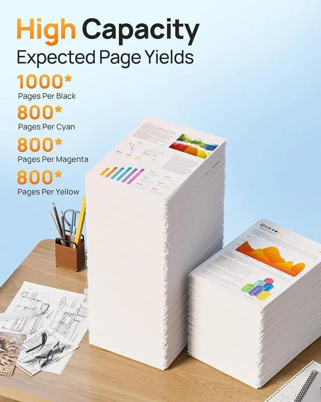 Alt view image 3 of 6 - E-Z Ink 923XL 923e 923 Ink cartridges Replacement for hp 923xl Ink cartridges Combo Pack for hp officejet pro 8130e 8125e 8135e 8138e 8139e 8122e Printers(4 Pack Black and Color Combo Pack with Chip)