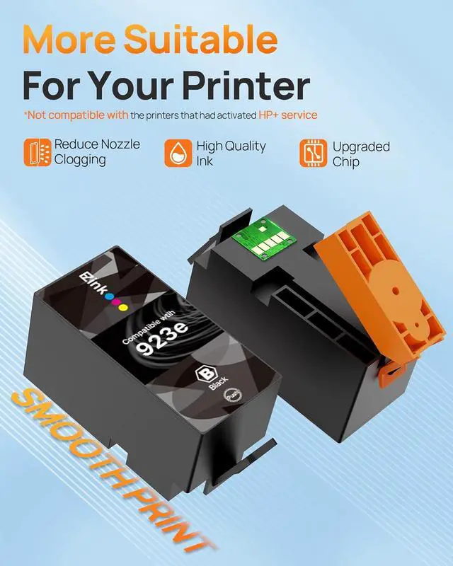Alt view image 5 of 6 - E-Z Ink 923XL 923e 923 Ink cartridges Replacement for hp 923xl Ink cartridges Combo Pack for hp officejet pro 8130e 8125e 8135e 8138e 8139e 8122e Printers(4 Pack Black and Color Combo Pack with Chip)