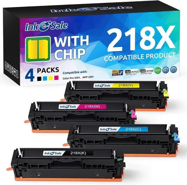 Main image of 218X Toner Cartridge 4 Pack with Chip Compatible Replacement for HP 218X W2180X W2181X W2182X W2183X 218A Works with Color Pro 3201 3201dw MFP 3301 3301cdw 3301fdw 3301sdw Printer High-Yield