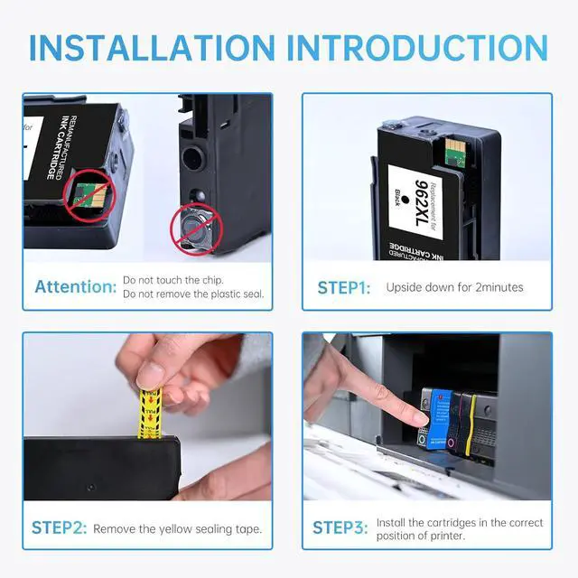 Alt view image 4 of 7 - 962XL Ink Cartridges Combo Pack High Yield Replacement for HP 962 962XL Ink Cartridges, Compatible for HP OfficeJet Pro 9015e 9015 9025e 9010 9025 9018e 9020 Printer, 4-Pack