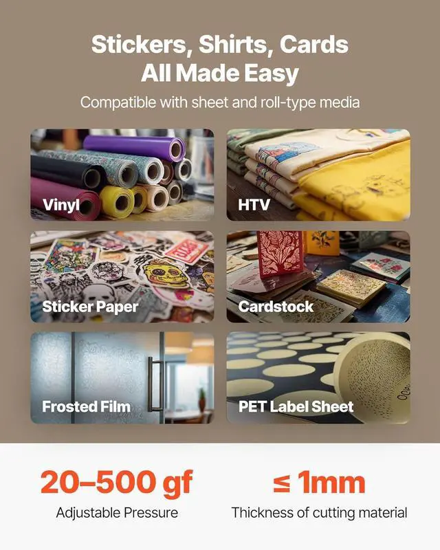 Alt view image 5 of 7 - VEVOR Vinyl Cutter Machine, 53 inch Max Feed Width, Dual Blades, Adjustable Force and Speed, LED Display, Vinyl Plotter Cutter Printer Bundle with Sticker Sheets, Transfer Film, Signmaster Software