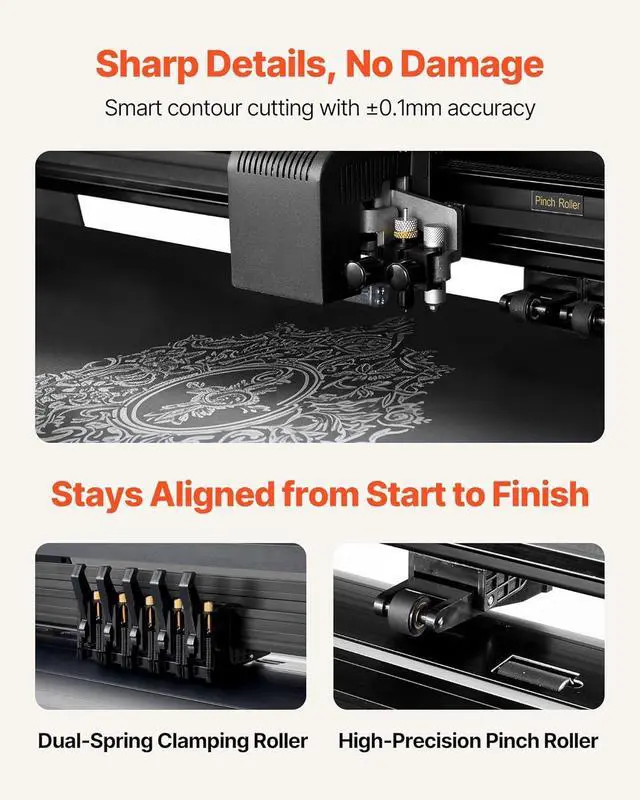 Alt view image 6 of 7 - VEVOR Vinyl Cutter Machine, 53 inch Max Feed Width, Dual Blades, Adjustable Force and Speed, LED Display, Vinyl Plotter Cutter Printer Bundle with Sticker Sheets, Transfer Film, Signmaster Software