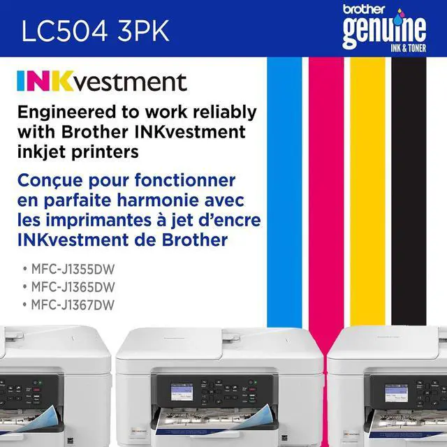 Alt view image 5 of 7 - Brother Genuine LC5043PK Standard Yield Cyan, Magenta, and Yellow Ink Cartridges (for use with Brother INKvestment 1355, 1365, and 1367 Printers)