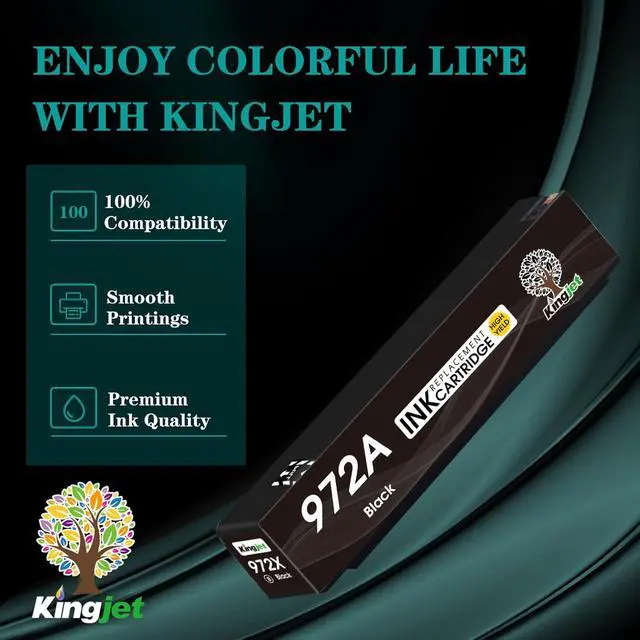 Alt view image 5 of 7 - Kingjet 972A Ink Cartridges Combo Pack Replacement for HP 972A 972X 972 Ink Cartridges Work with PageWide 377dw PageWide Pro 477DW 477DN 577DW 577z 552DW 452DN 452DW 352DW P55250DW P57750DW, 4 Pack