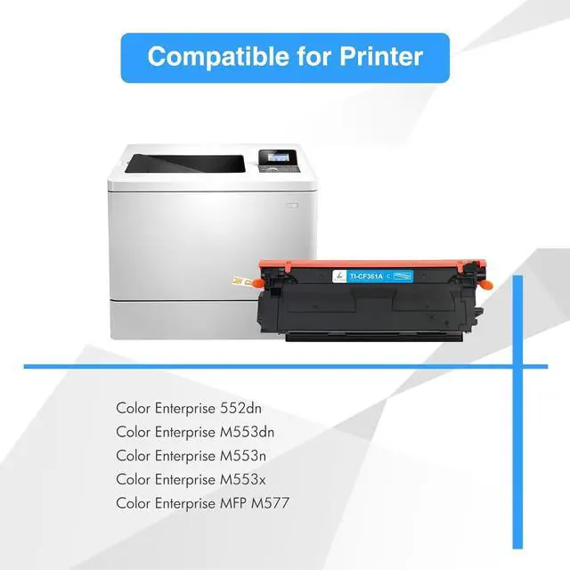 Alt view image 2 of 6 - 508A Toner Cartridge Cyan 1-Pack Compatible Replacement for HP 508A 508X 508 M553 CF361X CF361A Cyan New Version for Enterprise M553N M553X M553dn M577 Printer Ink