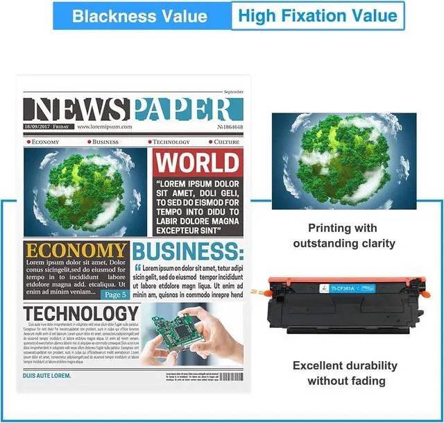 Alt view image 5 of 6 - 508A Toner Cartridge Cyan 1-Pack Compatible Replacement for HP 508A 508X 508 M553 CF361X CF361A Cyan New Version for Enterprise M553N M553X M553dn M577 Printer Ink