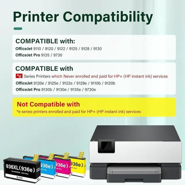 Alt view image 2 of 7 - 936XL 936 Ink Cartridges Combo Pack: Replacement for HP Ink 936XL Black and 936 Color Combo Pack for HP OfficeJet Pro 9120e Series 9125e 9122e 9128e 9110b 9120b 9130b 9130e 9135e 9730e Printer