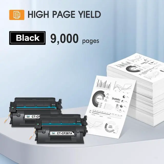 Alt view image 3 of 6 - CF287A 87A Black Toner Cartridge for HP Printer M506 Pro M501 M501dn 87X CF287X Compatible for HP Laserjet Enterprise M506dn M506n M506x MFP M527dn M527f M527 Series Printer Ink 2 Pack