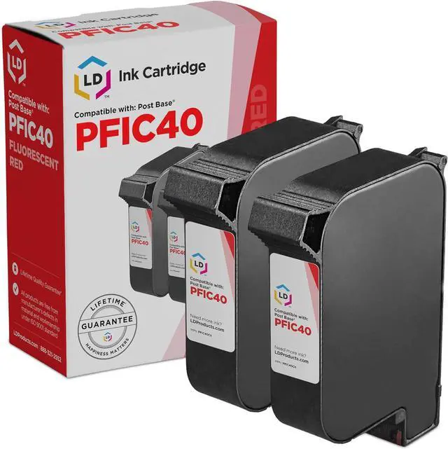 Main image of LD Products Compatible Replacement for FP PostBase Fusion PFIC40 Standard Capacity Ink Cartridge (Fluorescent Red, 2-Pack) for use with Semi-Auto, Auto, Advanced A120 Printer Models