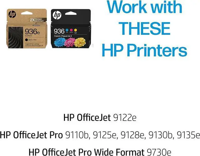 Alt view image 2 of 7 - HP 936e EvoMore Black Original Ink Cartridge (1 Pack) and 936 Cyan/Magenta/Yellow Standard Yield Original Ink Cartridges (3-Pack) Bundle