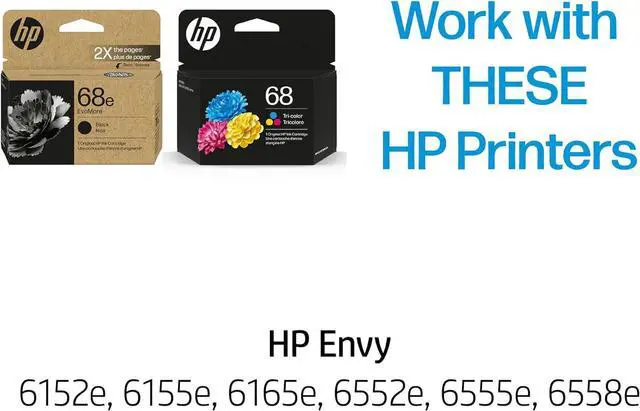 Alt view image 2 of 7 - HP 68e EvoMore Black Original Ink Cartridge and 68 Tri-Color Original Ink Cartridge Bundle