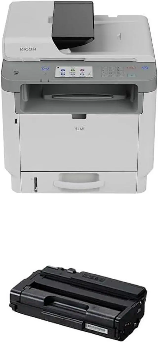 Main image of RICOH 132 MF Compact Black & White Duplex Laser All-in-One Multi-Function Printer 34PPM Genuine Black Toner Cartridge Bundle
