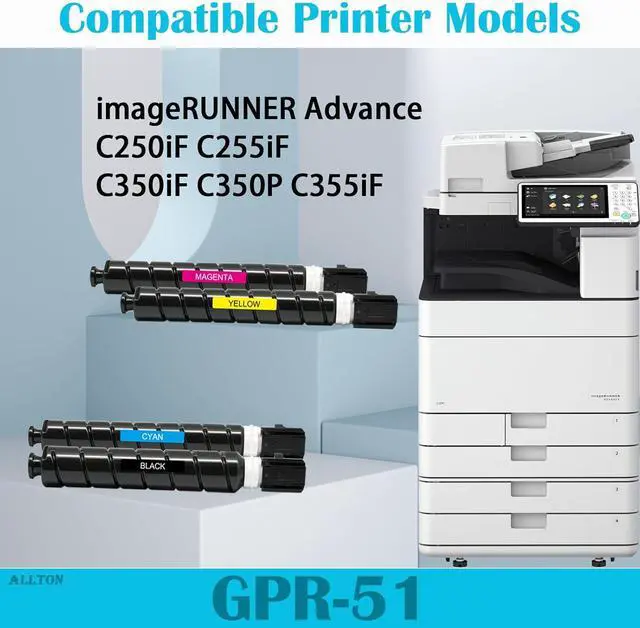 Alt view image 2 of 6 - GPR-51 GPR51 High Yield Toner Cartridge Compatible Canon GPR51 8516B003AA 8517B003AA 8518B003AA 8519B003AA Replacement for Canon ImageRUNNER Advance C250iF C255iF C350iF C350P C355iF Printer(4-Pack)