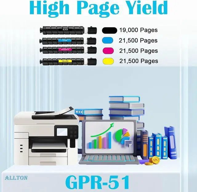 Alt view image 3 of 6 - GPR-51 GPR51 High Yield Toner Cartridge Compatible Canon GPR51 8516B003AA 8517B003AA 8518B003AA 8519B003AA Replacement for Canon ImageRUNNER Advance C250iF C255iF C350iF C350P C355iF Printer(4-Pack)